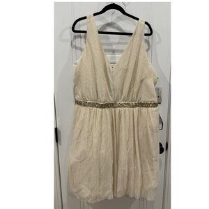NWT 24W  Gorgeous Sparkly Champagne Dress Formal Cocktail Dress Beaded Prom